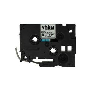 Vhbw - Schriftband-Kassette kompatibel mit Brother P-Touch 2460, 2470, 2480, 2450CC, 2450DX, 2500 Etiketten-Drucker 12mm Schwarz auf Weiß, Kunststoff
