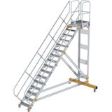 Günzburger Steigtechnik - Plattformtreppe 45° fahrbar Stufenbreite 0,6 m 16 Stufen Aluminium geriffelt - 600776