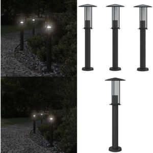 Vidaxl - Wegeleuchten 3 Stk. Schwarz 60 cm Edelstahl - Outdoor Beleuchtung - Gartenlampe - led Stehlampe - Gartenlicht - Edelstahl Lampe - Home &
