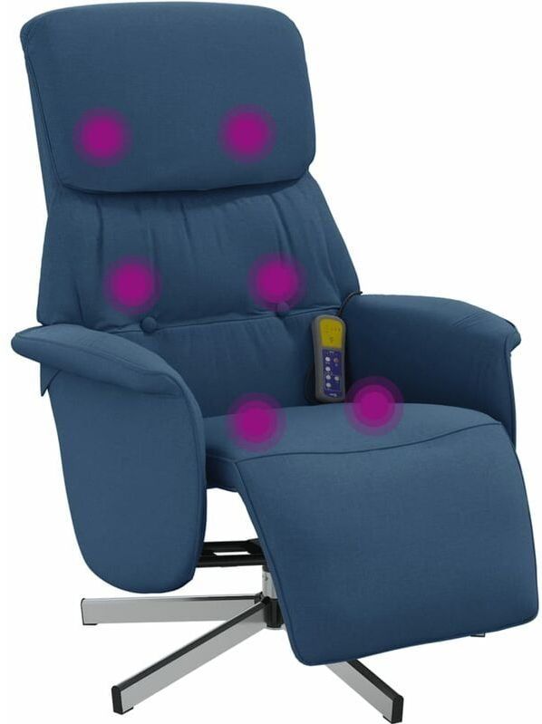Massagesessel mit Fußteil Blau Stoff vidaXL