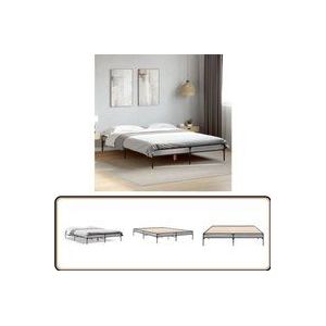 Bettgestell Grau Sonoma 150x200 cm Holzwerkstoff und Metall - Holzbettfassungen - Doppelbett Gestell - Bettrahmen - Bettgestell Grau - Boxspring