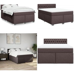 Vidaxl - Boxspringbett mit Matratze Dunkelbraun 160x200 cm Stoff