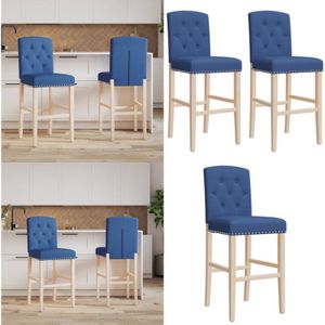 Vidaxl - Barstühle 2 Stk. Massivholz Gummibaum und Stoff - Barhocker - Küchenstühle - Esszimmerstühle - Holzstühle - Bequeme Stühle - Home & Living
