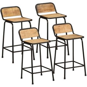 Torana - Barhocker 4 Stk. 46x35,5x80 cm Raues Mango Massivholz