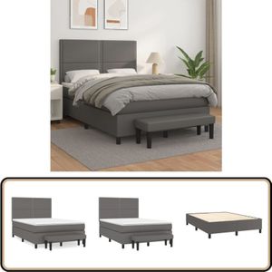 Vidaxl - Boxspringbett mit Matratze Grau 140x200 cm Kunstleder - Boxspringbett - Betten - Schlafräume - Kunstleder Möbel - Doppelbett