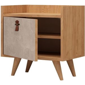 Well home mobiliario & decoración Nachttisch, 100% Spanplatte, Melaminbeschichtung, Eiche, Weiß