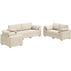 Vidaxl - 3-teiliges Sofaset mit Kissen aus Leinen