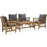5-tlg. Garten-Lounge-Set mit Auflagen Massivholz Akazie Vidaxl