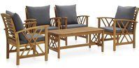 5-tlg. Garten-Lounge-Set mit Auflagen Massivholz Akazie Vidaxl