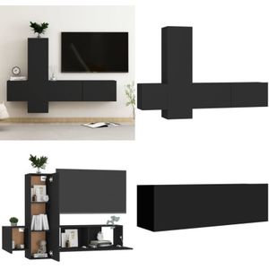 Vidaxl - 3-tlg. TV-Schrank-Set Schwarz Holzwerkstoff - tv Schrank - Wandmontage - Regal - Wohnraum Dekoration - Holz Möbel - Home & Living