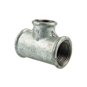 Temperguss-Gewindefitting verzinkt T-Stück reduziert, allseitig ig 1 1/2 x 1 x 1 1/2 Zoll, Typ 130, dvgw