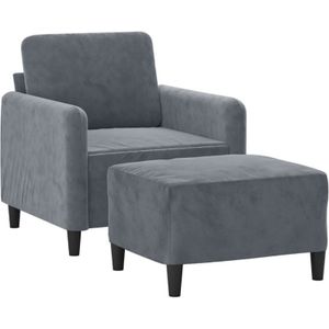 Sessel mit Hocker Dunkelgrau 60 cm Samt Vidaxl