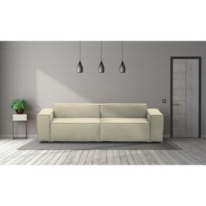 Talamo Italia - Festes Sofa Simona, Lineares modulares 3-Sitzer-Sofa, 100% Made in Italy, Modernes Wohnzimmersofa aus Stoff, Cm 260x95h70, Beige
