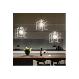 Hängeleuchte Pendellampe Deckenleuchte Wohnzimmerlampe Esszimmerleuchte, 3 Flammig, höhenanpassbar, Gitterschirme, Metall zink, E27, d 20 cm