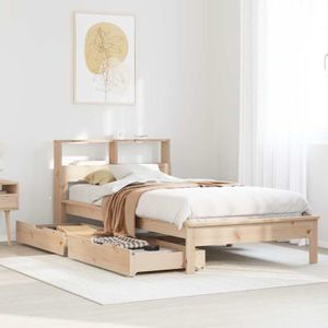 Massivholzbett mit Regal ohne Matratze 90x190 cm Kiefer