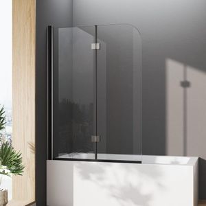 Duschwand für Badewannen Schwarz,100 x 140 cm Duschabtrennung Sicherheitsglas hell Duschwand Duschabtrennung Nano Glas