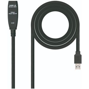 Nano Kabel 10.01.0311 - usb 3.0-Verlängerungskabel mit Verstärker (Typ a/m-a/h, Stecker-Buchse, 5 m), schwarz