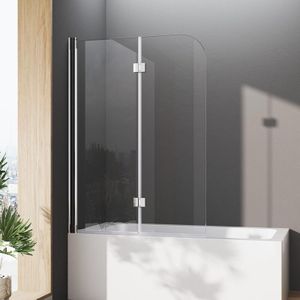 Boromal - Duschtrennwand für Badewanne,110 cm Faltwand für Badewanne Duschabtrennung Badewannenaufsatz 5mm esg Sicherheitsglas nano Glas Duschwand
