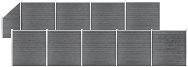 Vidaxl - wpc Zaun-Set 9 Quadrate + 1 Schräge 1657x186 cm Grau