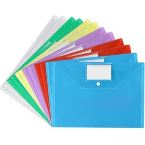 Dokumentenmappe, 12 A4-Hüllen, sechs verschiedene Farben, mit Druckknopfverschluss und Visitenkartenfach, zum Abheften, sortiert für Schule, Arbeit,