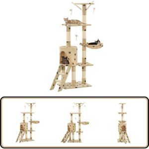 Vidaxl - Katzenkratzbaum mit Sisal 138 cm Beige Pfoten-Aufdruck - Katzen Kratzbaum - Sisal Baum - Katzenmöbel - Katzenspielzeug - Kletterbaum Für