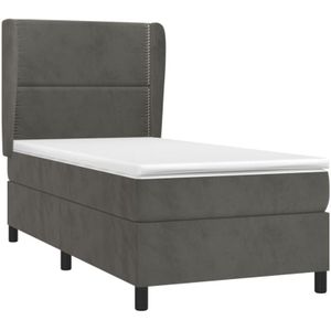 Vidaxl - Boxspringbett mit Matratze Dunkelgrau 100x200 cm Samt