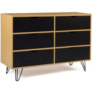 Kommode mit 6 Schubladen im Vintage-Stil noemi 110 cm Holz mit Nadelfuß