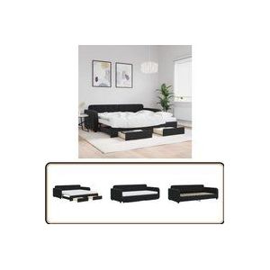 Vidaxl - Tagesbett Ausziehbar mit Schubladen Schwarz 90x200 cm Samt - Schlafcouch - Sofa Bett - Gästebett - Ausziehbares Bett - Tagesbett