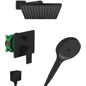 Vernis Shape Rainfinity All-in-One Duschset mit Kopfbrause 230 xxl + Handbrause mit 3 Strahlarten, Mattschwarz - Hansgrohe