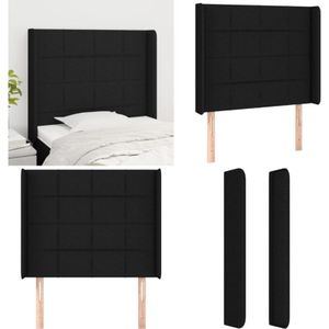 Kopfteil mit Ohren Schwarz 103x16x118/128 cm Stoff - Bettkopfteil - Kopfteil - Bettsofa - Wohnzimmer Dekoration - Schlafzimmereinrichtung - Home &
