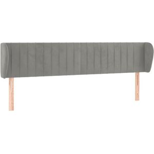 Kopfteil mit Ohren Hellgrau 203x23x78/88 cm Samt vidaXL