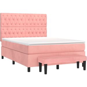 Vidaxl - Boxspringbett mit Matratze Rosa 140x200 cm Samt