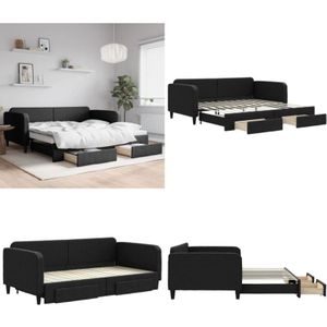 Vidaxl - Tagesbett Ausziehbar mit Schubladen Schwarz 100x200 cm Stoff - Sofa Bett - Schlafcouch - Gästebett - Daybed - Aufstellbett - Home & Living