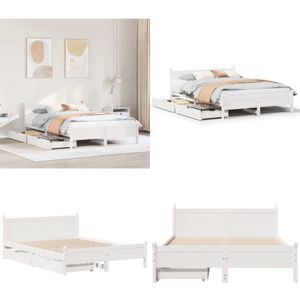 Vidaxl - Massivholzbett ohne Matratze Weiß 140x190 cm Kiefernholz