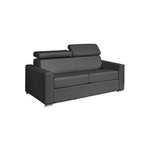 Vente-unique - Schlafsofa mit Matratze 3-Sitzer - Büffelleder - Grau - Liegefläche 140 cm - Matratze 18 cm - vizir