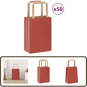 Papiertragetaschen 50 Stk. mit Henkeln Rot 15x8x21 cm - Vidaxl