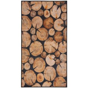 Beliani - Teppich Braun Schwarz Polyester 80 x 150 cm Kurzflor Holzoptik Bedruckt Rechteckig