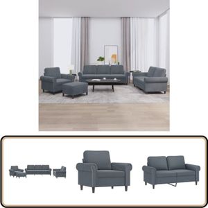 Vidaxl - 4-tlg. Sofagarnitur mit Kissen Dunkelgrau Samt - Samtsofa - Couchgarnitur - Esszimmerstuhl - Lounge Möbel - Wohnzimmer Dekoration