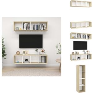 Vidaxl - TV-Wandschränke 2 Stk. Weiß Sonoma-Eiche Holzwerkstoff - tv Schrank - Wandschrank - Regal - Fernsehregal - Holzwerkstoff Möbel