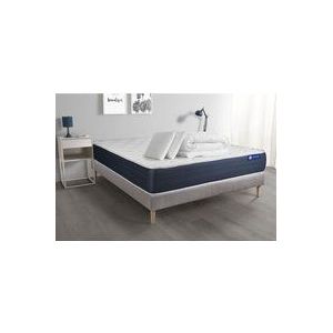 Actisom - Komplettpaket Bett - Matratze 200x200 cm + Boxspringbett mit Lattenrost (im Set) + 2 Kopfkissen + Bettdecke - Actilatex Sleep