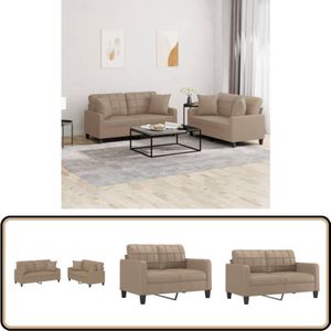 Vidaxl - 2-tlg. Sofagarnitur mit Kissen Cappuccino-Braun Kunstleder - Couch - Sofa - Wohnlandschaft - Ledercouch - Kunstleder Sofa