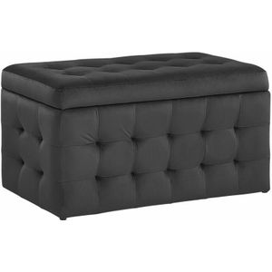 Beliani - Hocker Schwarz Samt Rechteckig mit Stauraum Deckel Steppung Modern Sitzbank Bettbank Fußbank Fußhocker Schemel Schlafzimmer Wohnzimmer Flur