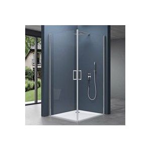 doporro Eck-Duschkabine Eckdusche Ravenna24K 75x100x195cm Duschabtrennung ESG-Sicherheitsglas Klarglas inkl. beidseitiger Easy-Clean-Beschichtung