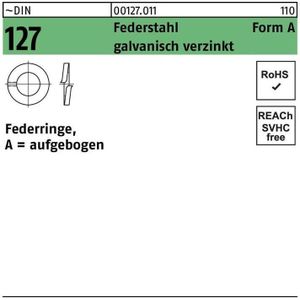 Federring DIN 127 A 10 Federstahl galvanisch verzinkt