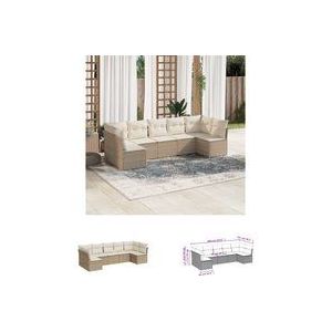 7-tlg. Garten-Sofagarnitur mit Kissen Beige Poly Rattan - Gartensorte - Outdoor Möbel - Lounge Set - Gartenlounge - Rattan Sofa - The Living Store