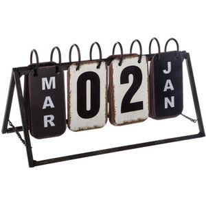 Kalender Vintage - Metall - schwarz und weiß - 27x15 cm. Atmosphera Créateur D'intérieur