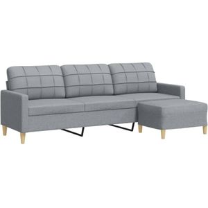 Vidaxl - 3-Sitzer-Sofa mit Hocker Hellgrau 210 cm Stoff