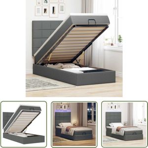 VidaXL Ottoman-Bett mit Matratze & LEDs Dunkelgrau 100x200 cm Stoff