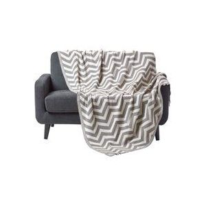 HOMESCAPES Tagesdecke mit Chevron-Muster, 100% Baumwolle, grau, 130 x 170 cm