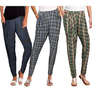 Trade Shop Traesio - Trade Shop - 3ER-PACK schottenkaro-hosen für frauen ass. tartan kariert stil - xl-xxl